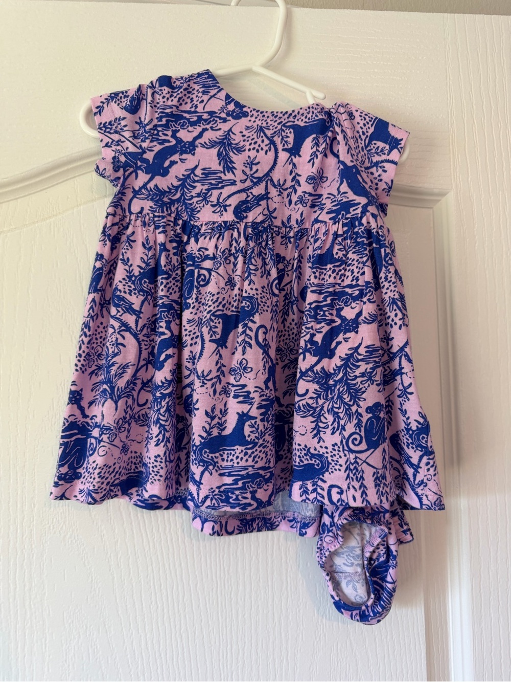 Lilly Pulitzer Pink Dress with Blue Animal & Foliage Print